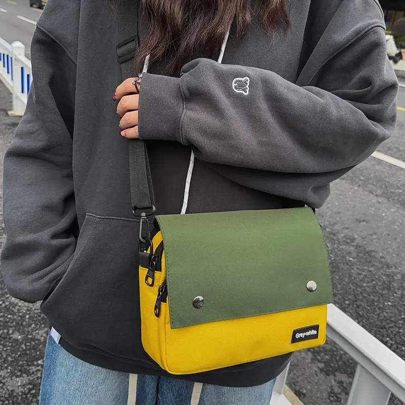 Gerlanx Canvas Shoulder Bag Unisex Yellow & Green/Green/Black-1