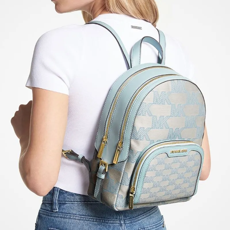 MICHAEL KORS Cotton Backpack Tubas Women's Ecru & Blue-5