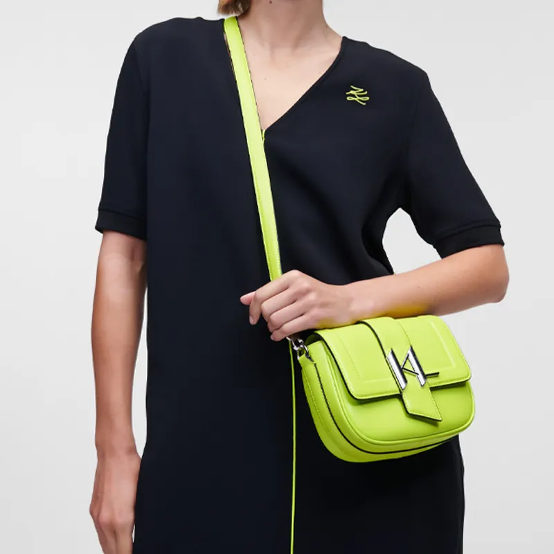 KARL LAGERFELD Cow Leather Crossbody Bag, Shoulder Bag Women's Green-4