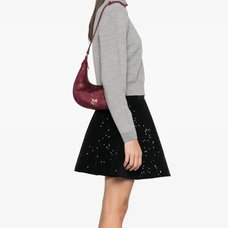 PINKO Brioche Polyester Crossbody Bag, Shoulder Bag Regular Unisex Burgundy-4