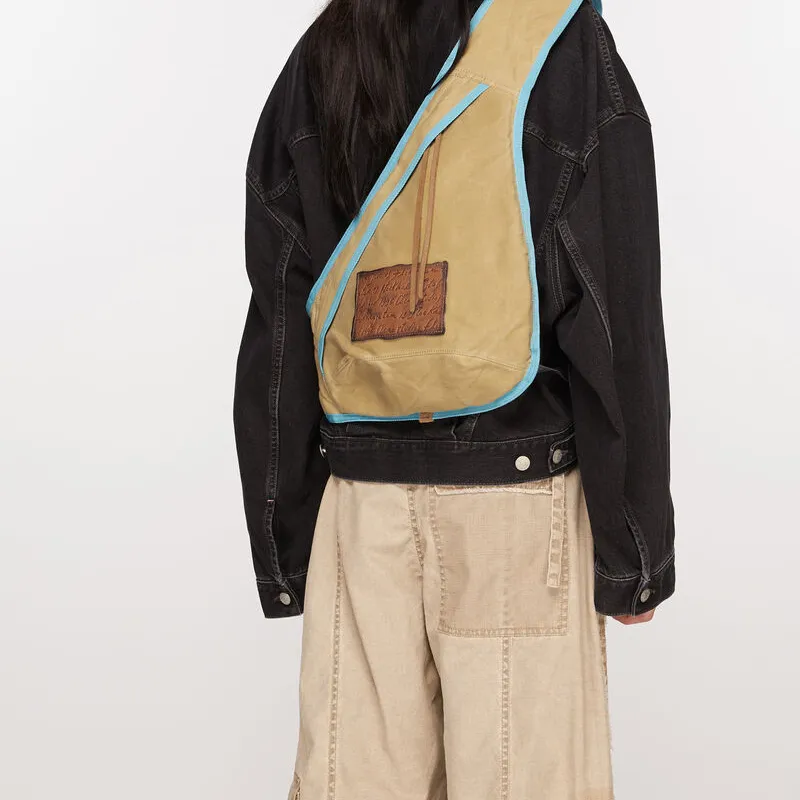 Acne Studios Coated Cotton Canvas One Shoulder Crossbody Sling Bags Women's Beige & Blue-4