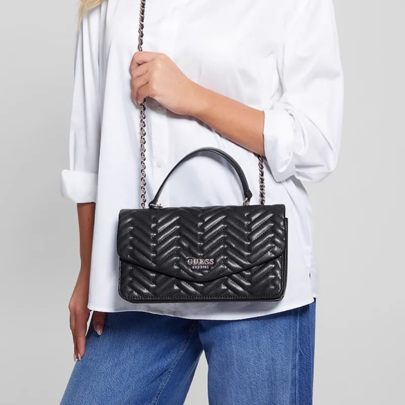 GUESS Artificial Leather Envelope Bag Shoulder Bags Medium Size Women's Black-4