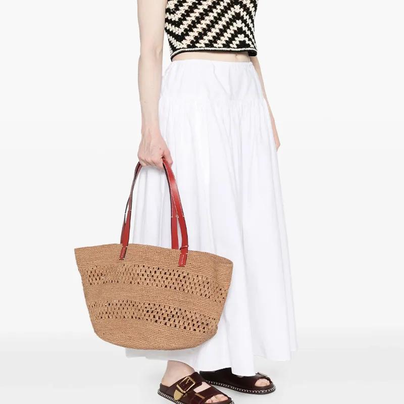 Manebí Open top Raffia Beach Bag-4