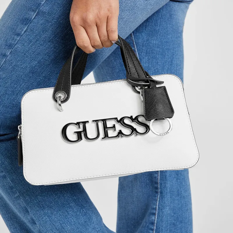 GUESS Artificial Leather Handbag Shoulder Bag Crossbody Bag Small Size Women's White-4