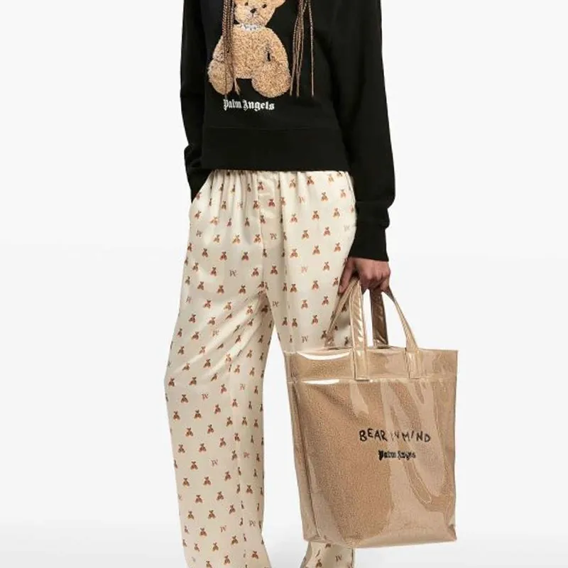 PALM ANGELS Bear In Mind Logo Embroidered Tote Bag-4