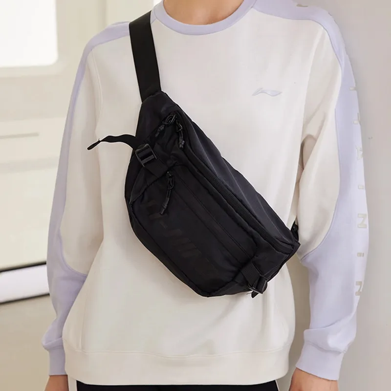 LiNing Polyester One Shoulder Crossbody Bag Sling Bag Fanny Pack Regular Unisex Black-5