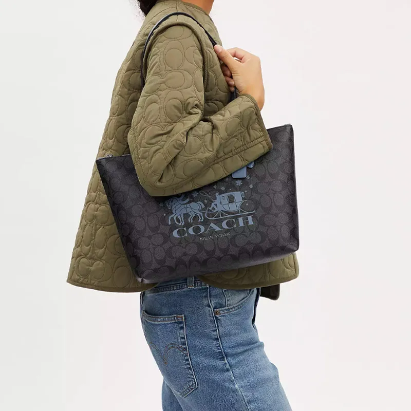 COACH Zip Top Tote Handbags-3