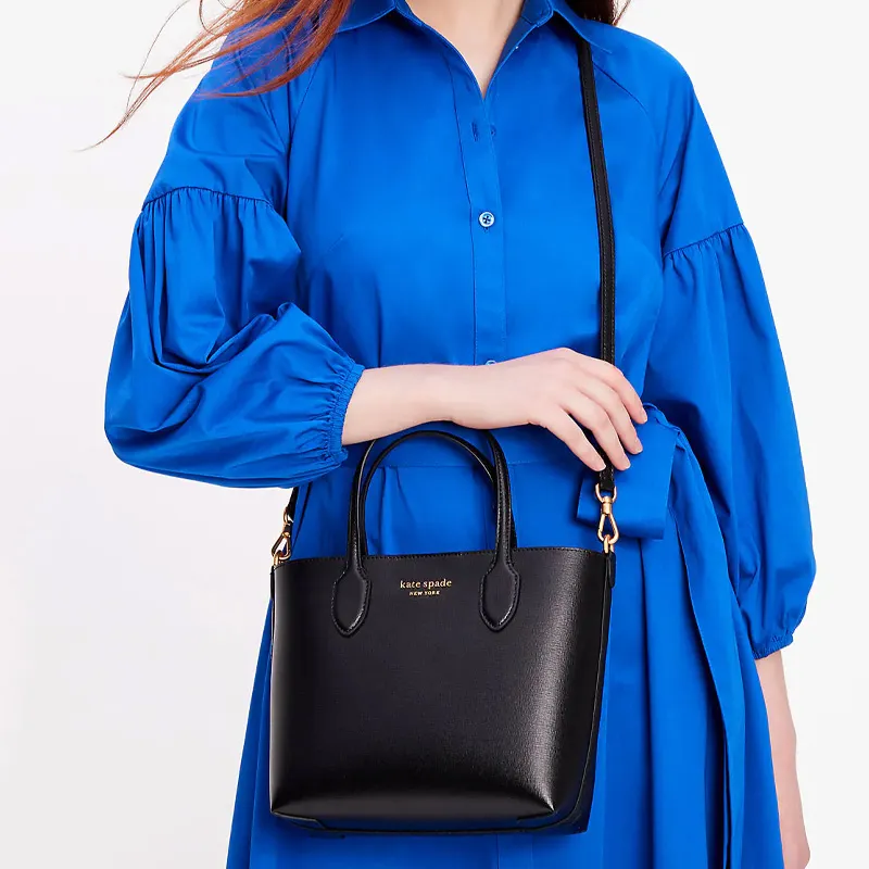 Kate Spade Saffiano Leather Tote Bag, Shopping Bag, Shoulder Bag, Crossbody Bag, Handbag Medium Size Women's Black-4