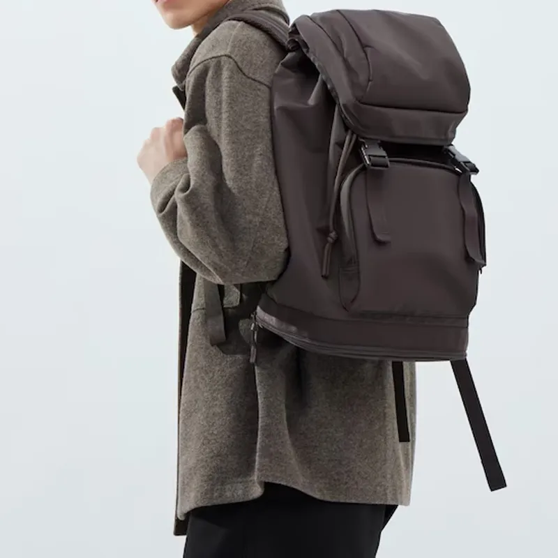 UNIQLO Nylon Blends Polyester Backpack Regular Unisex Dark Brown-4