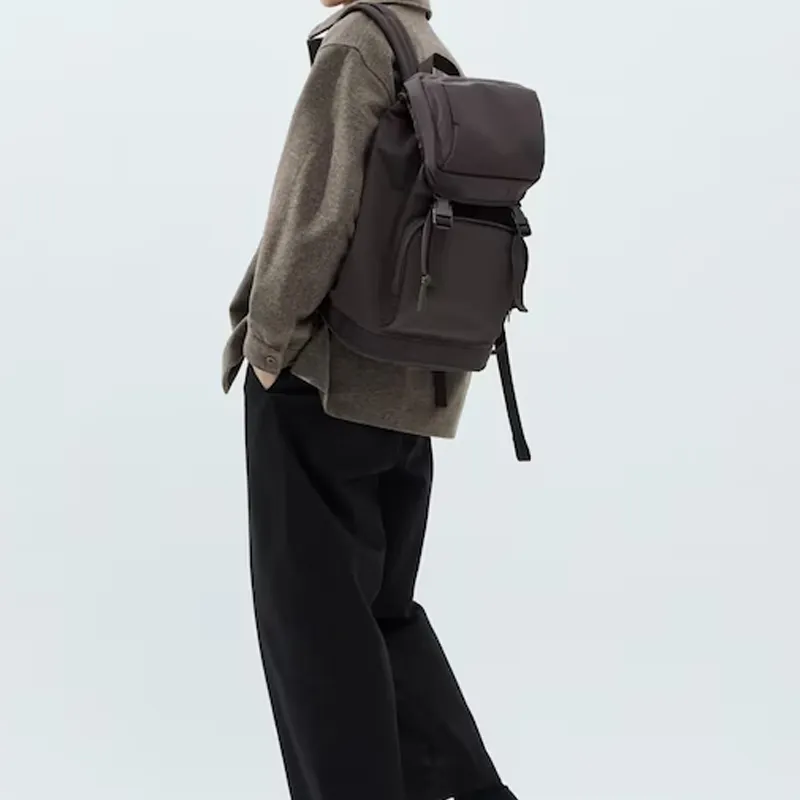 UNIQLO Nylon Blends Polyester Backpack Regular Unisex Dark Brown-3