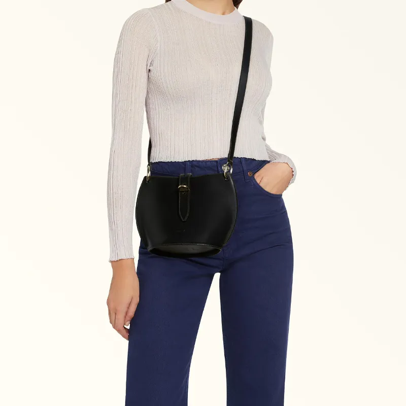 Furla Calfskin Shoulder Bag, Crossbody Bag Mini Women's Black-4