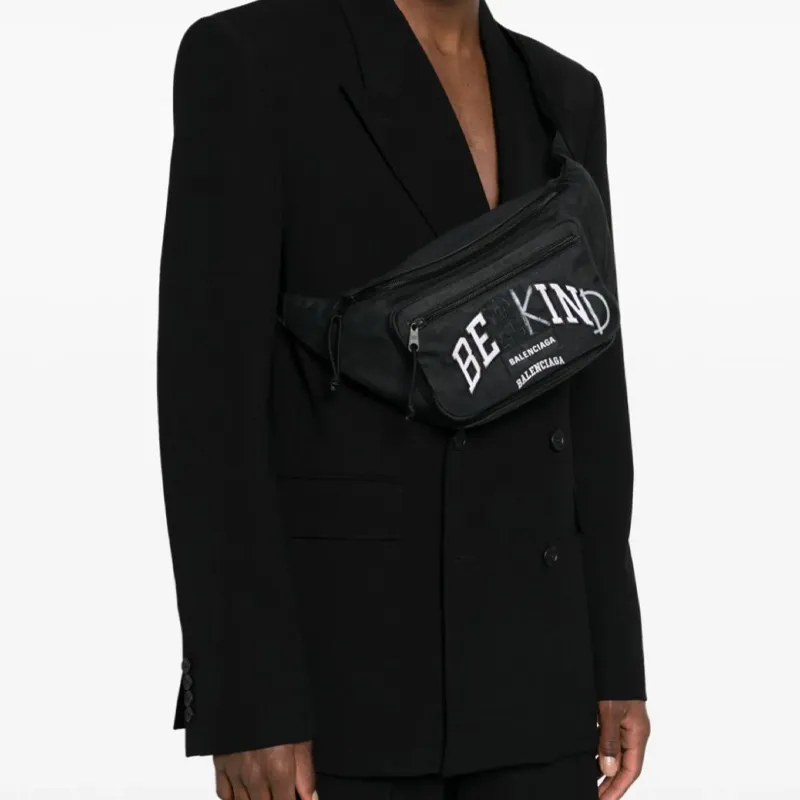 Balenciaga Explorer Cotton Sling Bag, Fanny Pack Men's Black-4