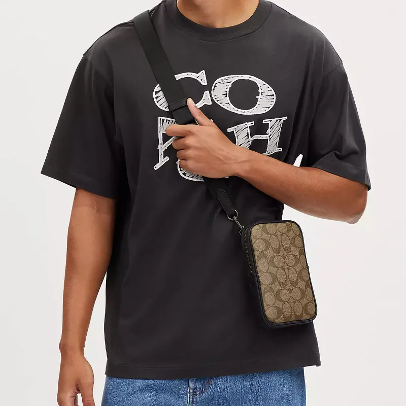 COACH PVC With Cow Leather Camera Bag, Shoulder Bag, Crossbody Bag Mini Unisex Khaki-3