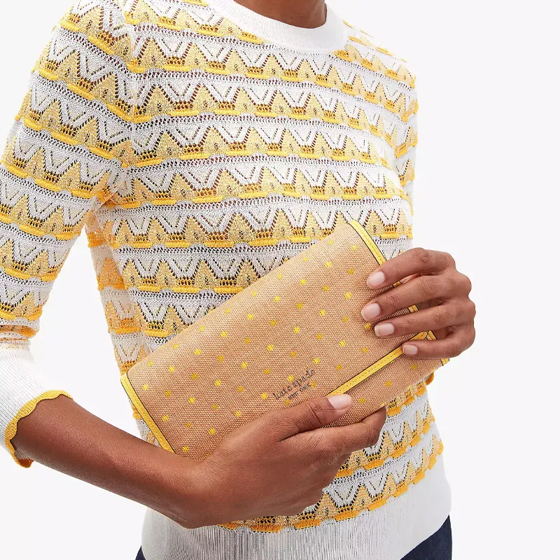 Kate Spade Roulette Raffia Finish One Shoulder Crossbody Clutches Women's Yellow-4