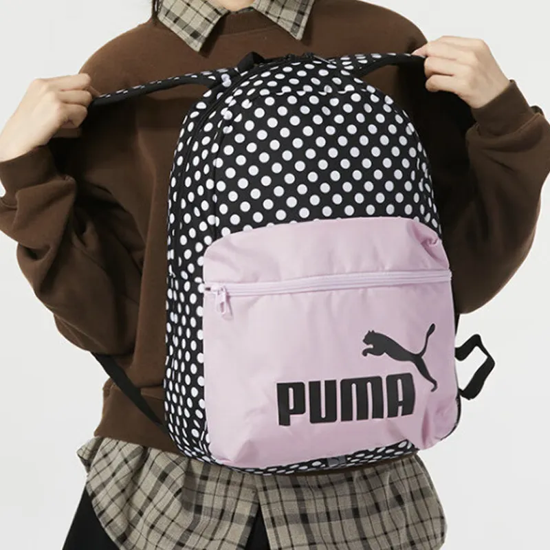 PUMA Fabric Backpack Regular Unisex Black & White & Pink-3