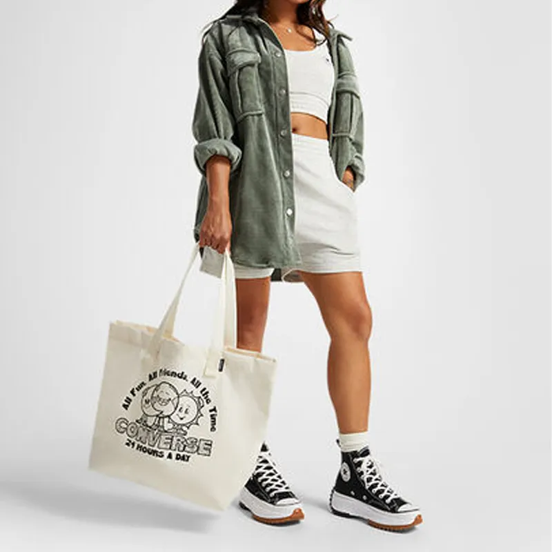 Converse Polyester Tote Bag, Shopping Bag, Shoulder Bag, Handbag Regular Unisex Ecru-5
