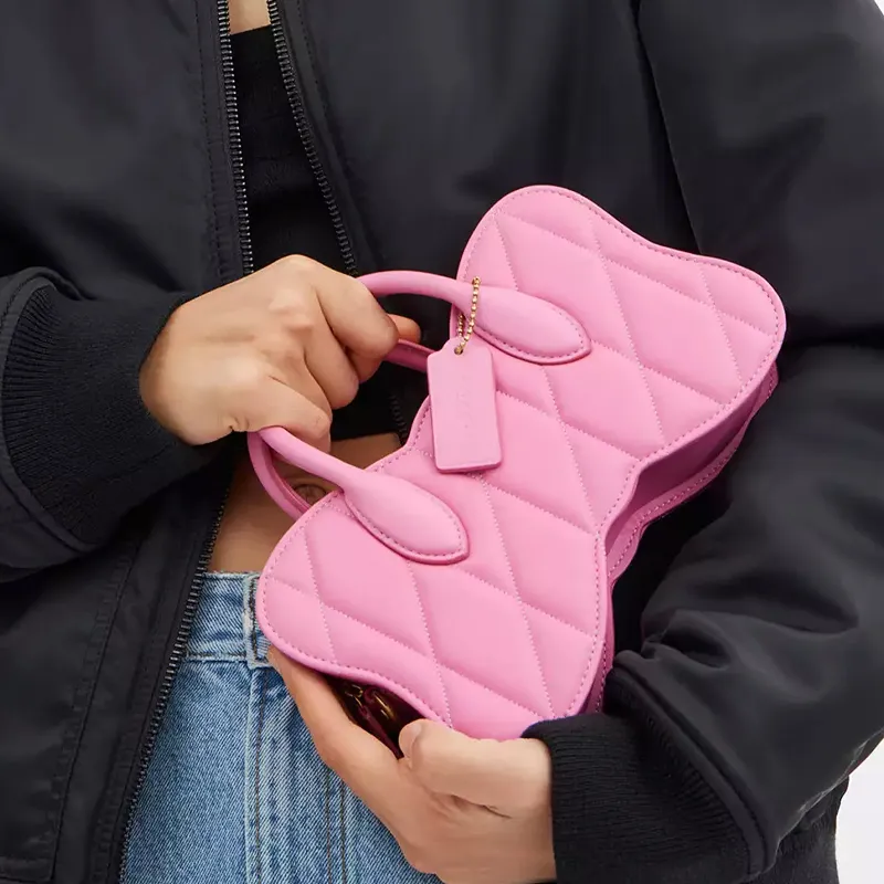 COACH Sheepskin Bowknot Bag, Shoulder Bag, Crossbody Bag, Handbag Medium Size Women's Bright Pink-4