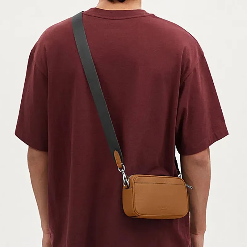 COACH Cow Leather Shoulder Bag, Crossbody Bag Trumpets Women's Light Brown-3