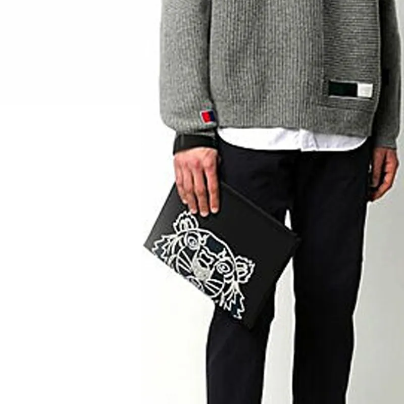 KENZO Canvas Bag Handbag Clutch Men's Black-4