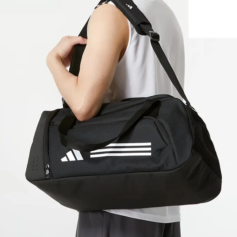 Adidas Essential Recycled Material Polyester Handheld Gym Bag Medium Size Unisex Black & White-5