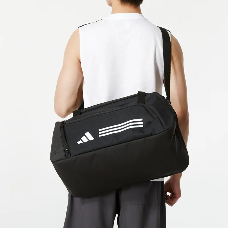 Adidas Essential Recycled Material Polyester Handheld Gym Bag Medium Size Unisex Black & White-4