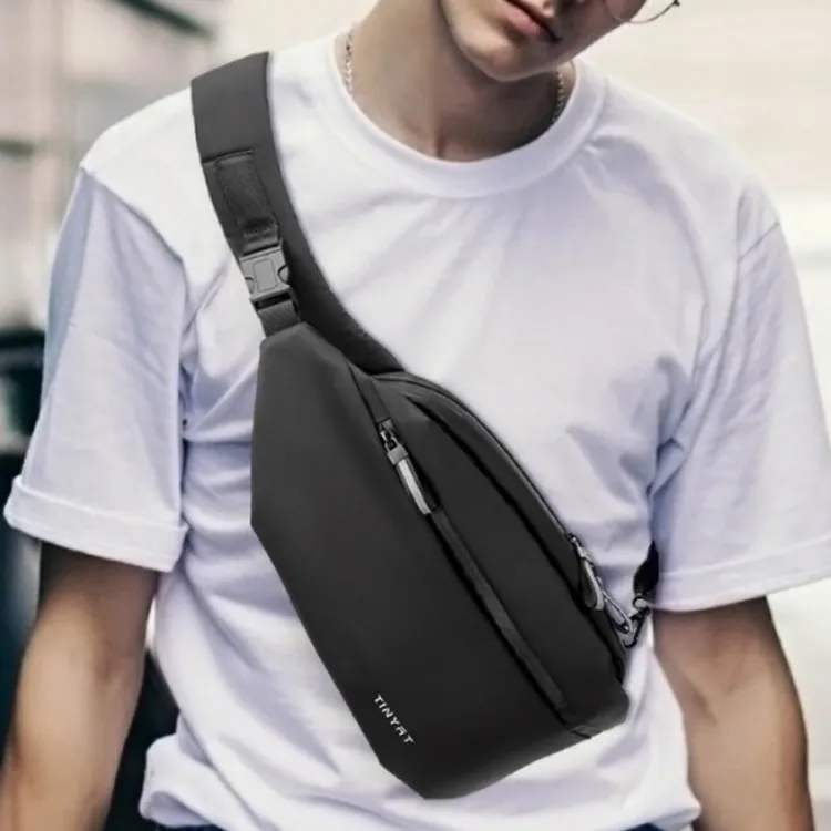 TINYAT Polyester Sling Bag Small Size Unisex Black/Gray-4