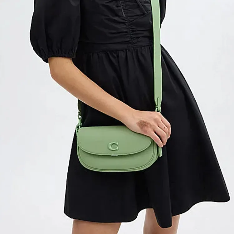 COACH Cow Leather Saddle Bag Handbag Shoulder Bag Crossbody Bag Medium Size Women's Light Pistachio Color-5