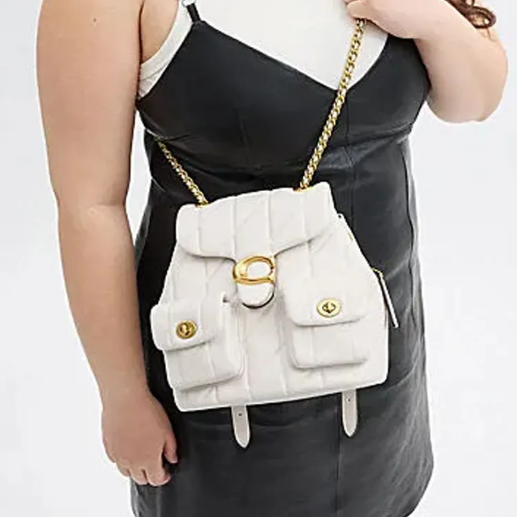 COACH Tabby Quilting Sheepskin Backpack Trumpets Women's Chalk White-7