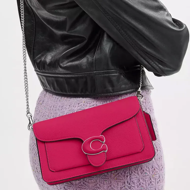 COACH Tabby Pebbled Leather Clutches Shoulder Bag Crossbody Bag Small Size Women's Dragon Fruit Red-4