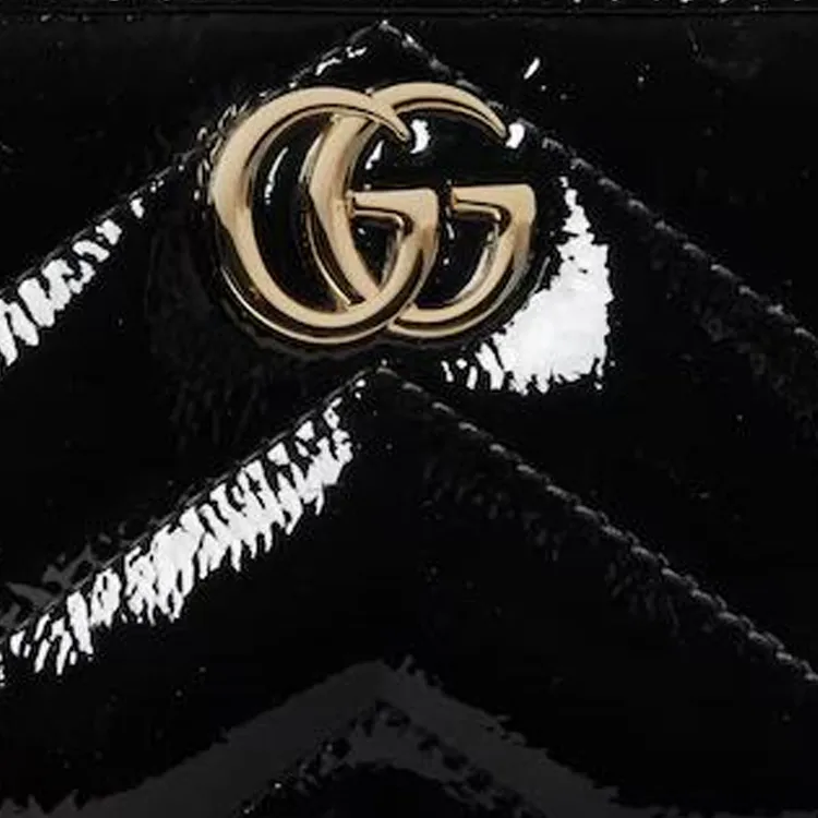 GUCCI Patent Leather Wallet Mini Women's Black-6
