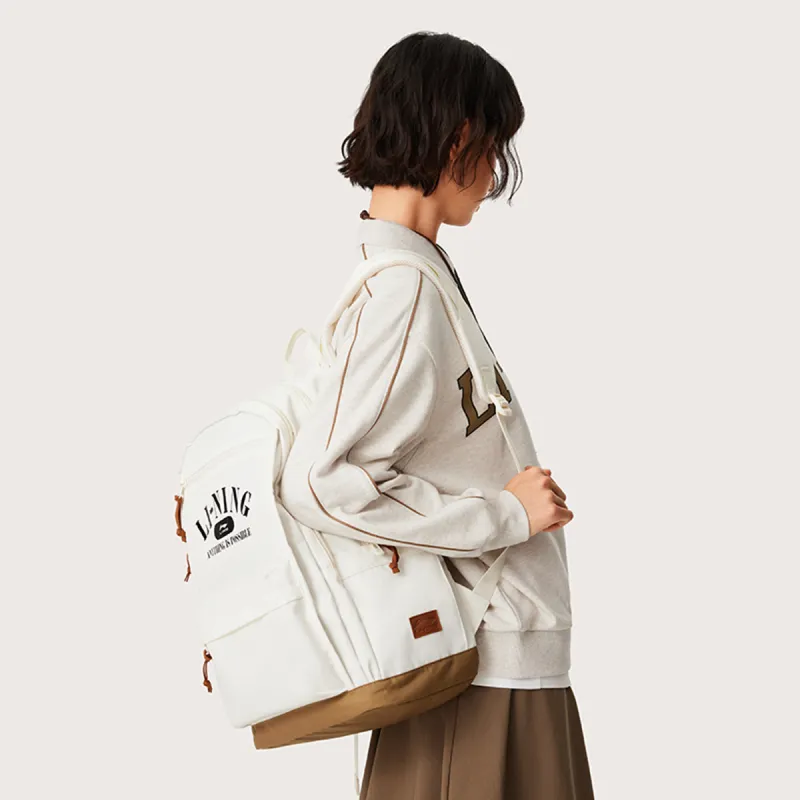 LiNing Sports Life Collection Polyester Backpack Unisex Ivory-7