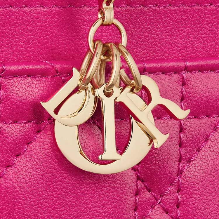 DIOR Lady Dior Lambskin Card Holder Women's Fuchsia-2
