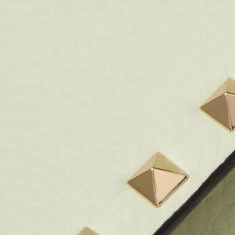 Valentino Grained Calfskin Coin Purse Card Clip Card Holder Women's Light Green-3