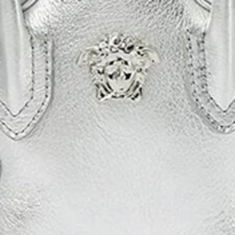 VERSACE Calfskin Handbag Shoulder Bag Crossbody Bag Mini Kids' Silver-4