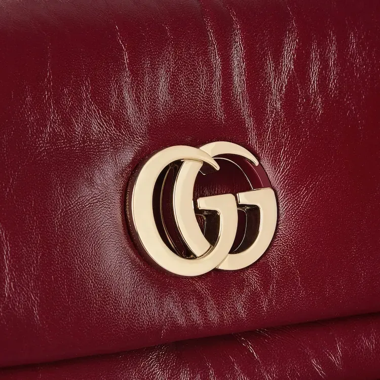 GUCCI Leather Shoulder Bag Crossbody Bag Handbag Small Size Women's Red-5