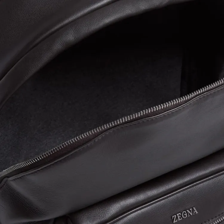 Zegna Calfskin Backpack Men's Umber-2