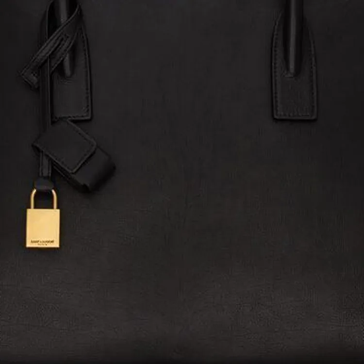 SAINT LAURENT Grain Calfskin Handbag Women's Black-4