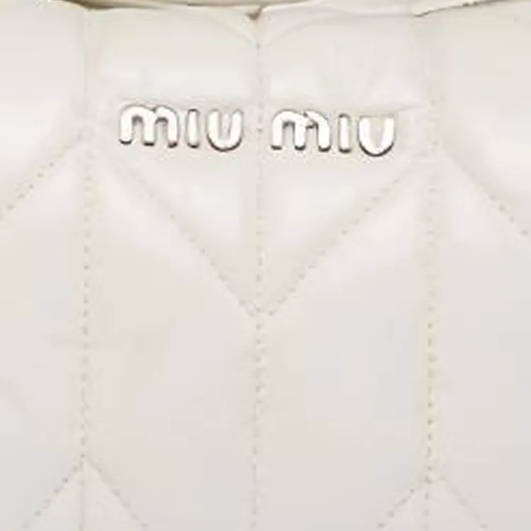 MIU MIU MaritimeSpirit Leather Portable Handbag Shoulder Bag Mini Women's White-3