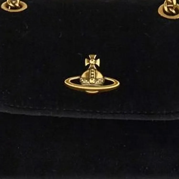 Vivienne Westwood Velvet Shoulder Bag Crossbody Bag Small Size Women's Black-4