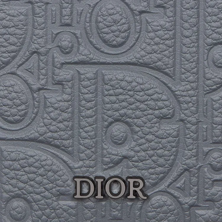 DIOR Calfskin Card Holder Men's Dark Gray-4