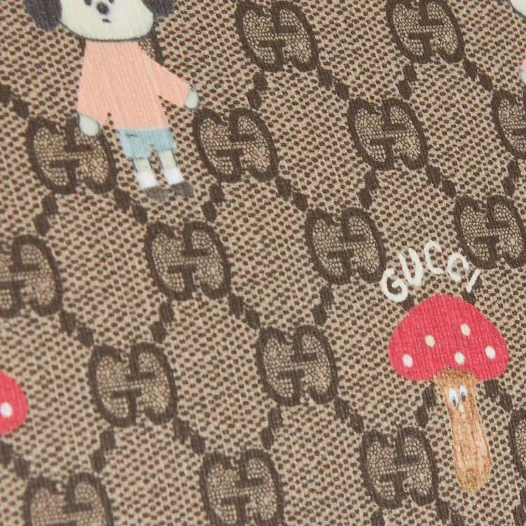 GUCCI Supreme Canvas Tote Bag, Shopping Bag, Handbag Kids' Beige & Dark Brown-5