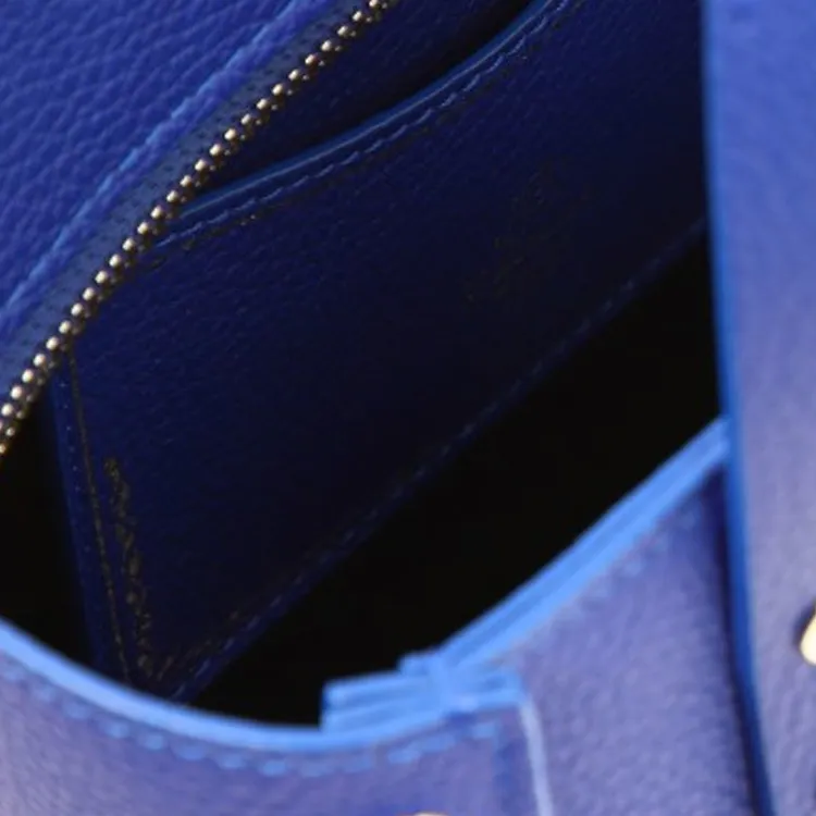 Fontana Milano 1915 Cow Leather Tote Bag Shopping Bag Shoulder Bag Crossbody Bag Handbag Women's Blue-4