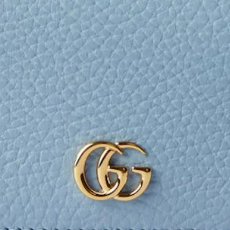 GUCCI GG Marmont Leather Card Holder Women's Light Blue & Dark Red-5