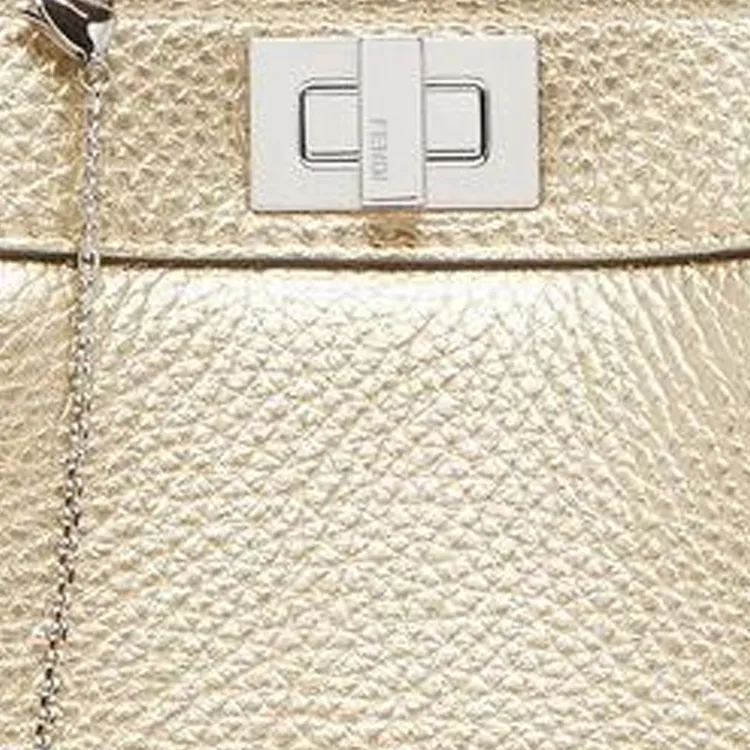 FENDI Calfskin Shoulder Bag, Crossbody Bag, Handbag Extra Mini Women's Champagne-4