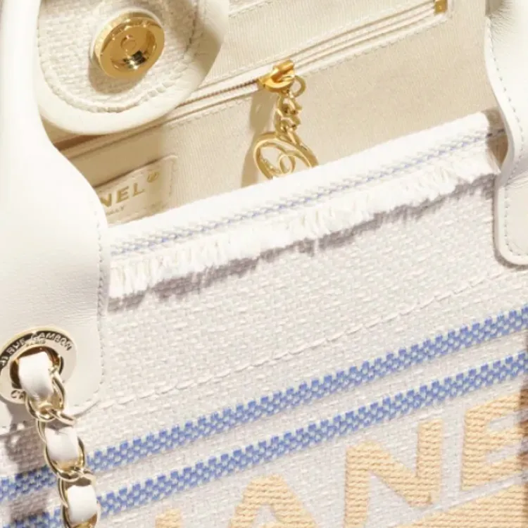 CHANEL Cotton Canvas Tote Bag, Shopping Bag, Shoulder Bag, Handbag Women's Multicolor-2