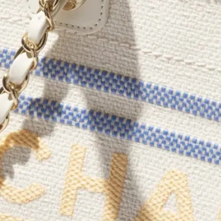 CHANEL Cotton Canvas Tote Bag, Shopping Bag, Shoulder Bag, Handbag Women's Multicolor-3