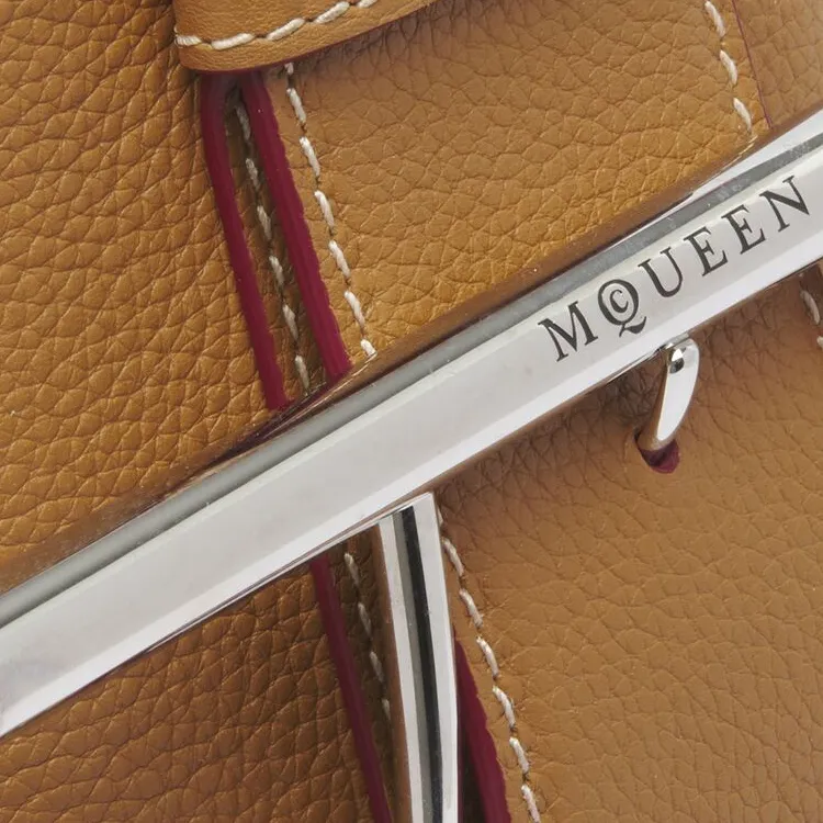 Alexander McQueen Grained Calfskin Handbag Shoulder Bag Women's Tanned Leather Color-3