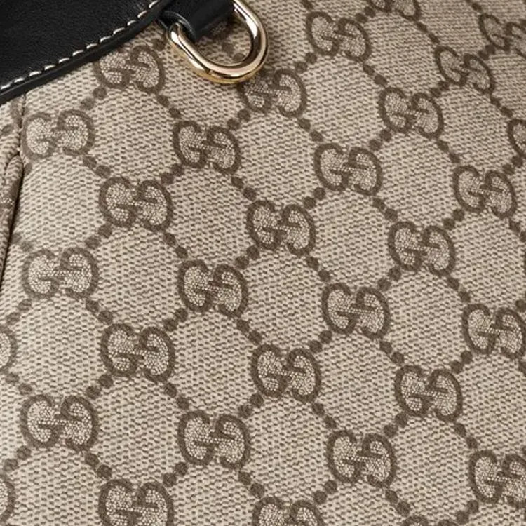 GUCCI Coated Fabric Handbag Shoulder Bag Small Size Women's Black & Dark Brown-7