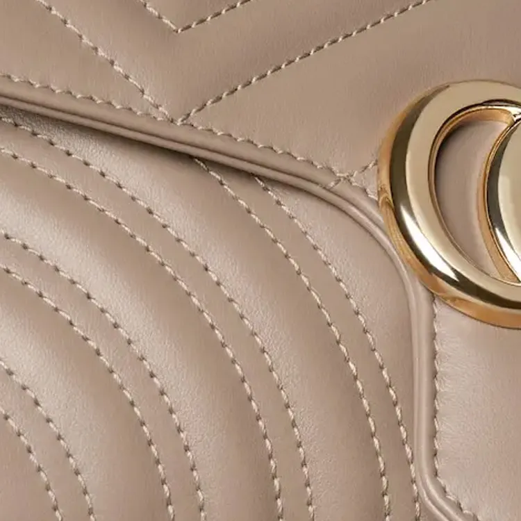 GUCCI GG Marmont Quilted V Shaped Leather Crossbody Bag Shoulder Bag Mini Women's Taupe-6