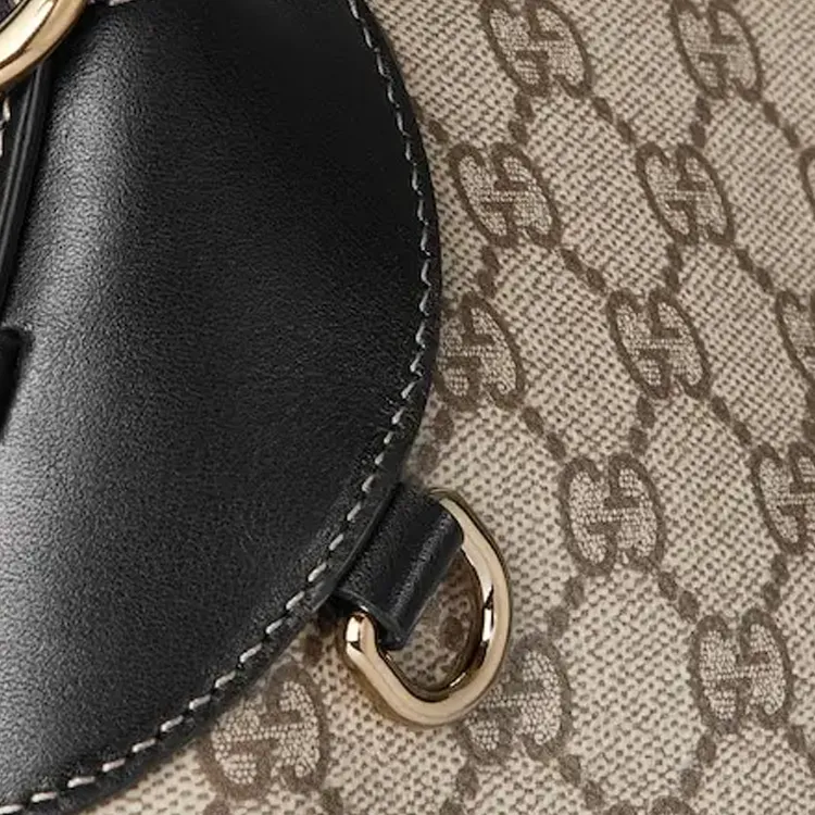 GUCCI Coated Fabric Handbag Shoulder Bag Small Size Women's Black & Dark Brown-6